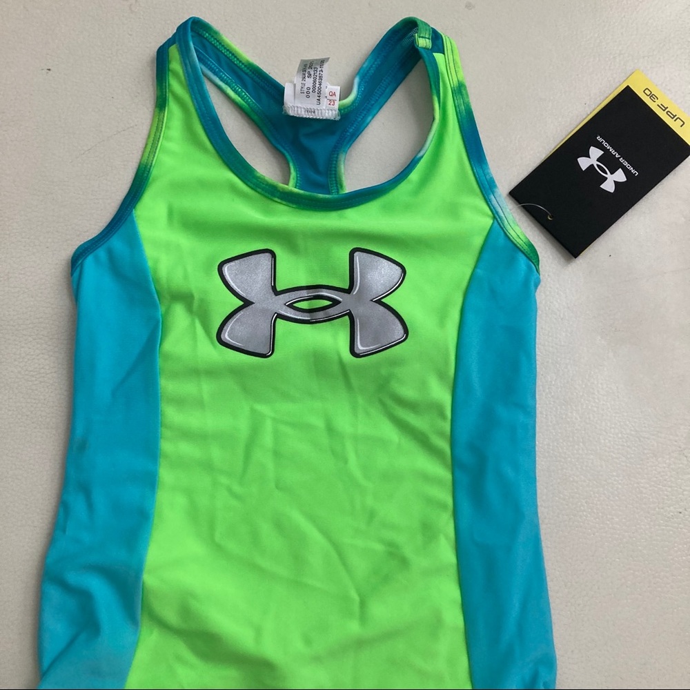 Under Armour cute neon beach UPF30+ one piece swimsuit 4063 - Picture 3 of 7